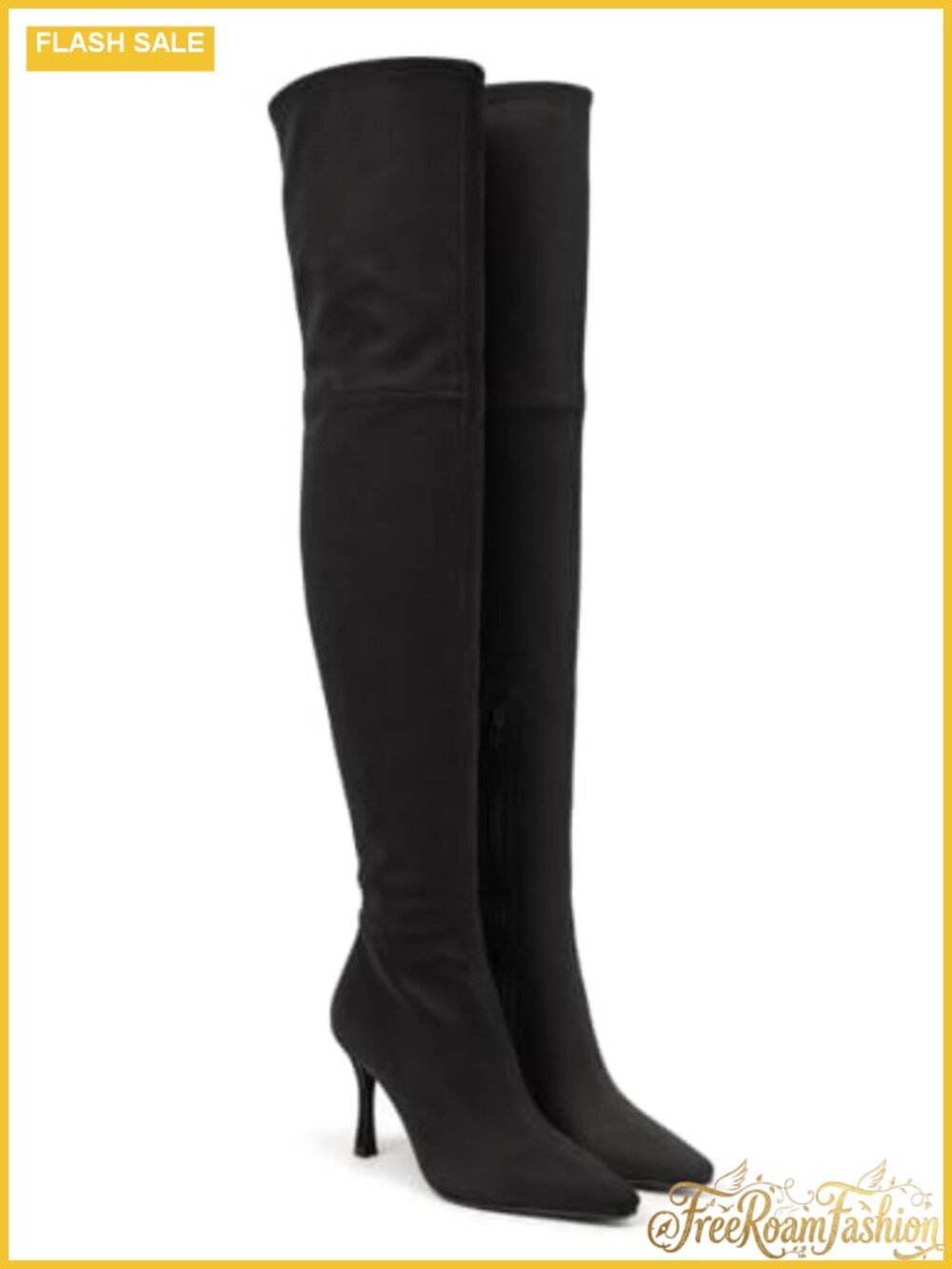 Faux Suede Over the Knee Boots Pointed Toe Stiletto Heel Thigh High